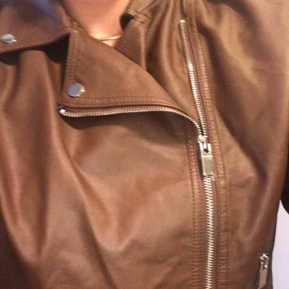 Brown Faux Leather Jacket - Picture 3 of 7